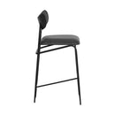 Sunpan Gibbons Counter Stool in Antique Brass -  Charcoal Black Leather / Black - Bravo Portabella