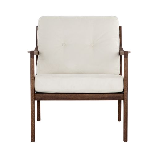 Sunpan Gilmore Lounge Chair  Black - Black Leather / Walnut - Vienna Cream