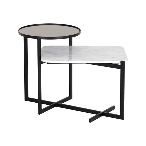 Sunpan Rivas End Table Grey / White Marble