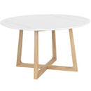 Sunpan Flores Dining Table 53" in Ebony Brown-White Marble / Pake Honey-White Marble