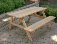 Creekvine Designs 4'/5'/6'/8' Cedar Park Style Picnic Table with Attached Benches
