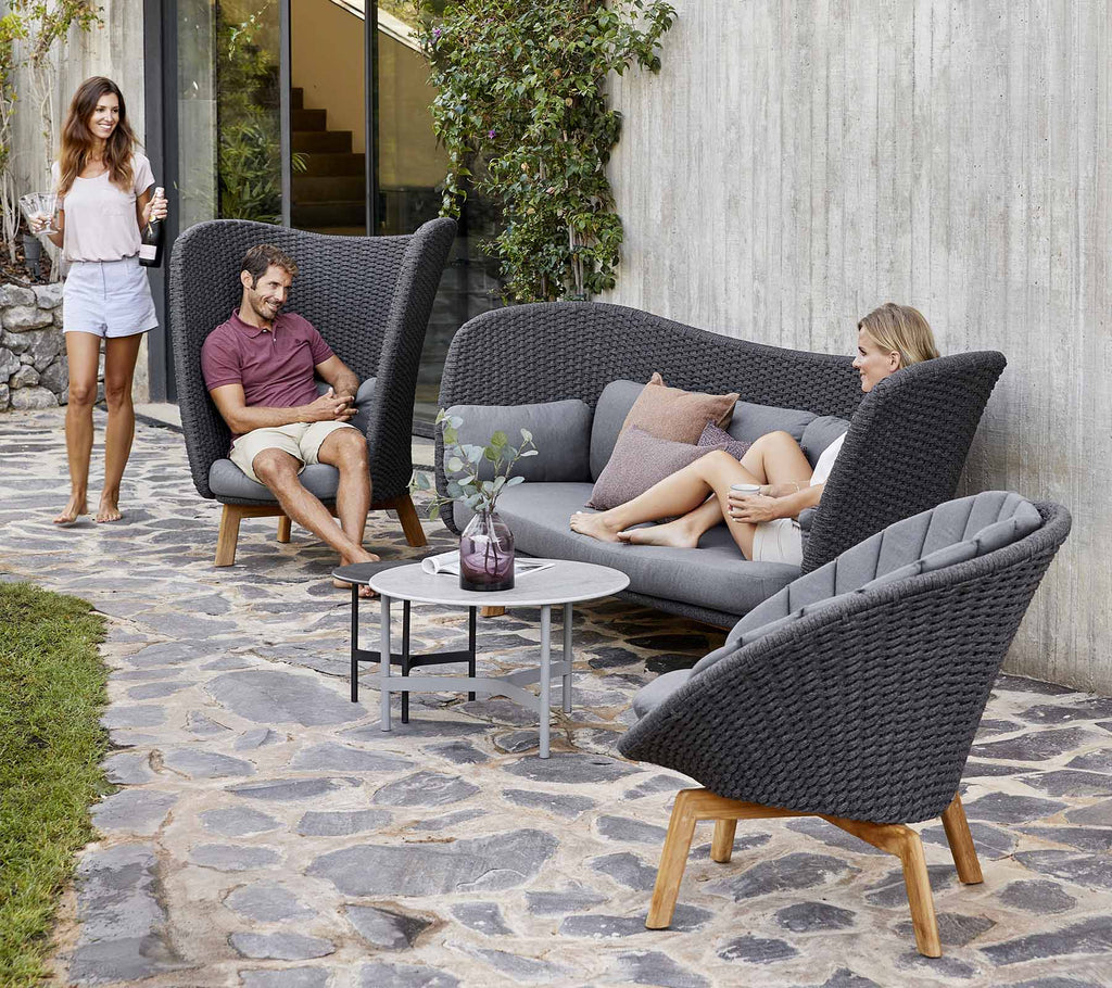 Cane-Line Peacock Wing 3-Seater Sofa With Teak Legs And Grey Cane-line Natte Cushions