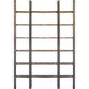 Mercana Taunton I 80L x 10.5W x 90H Brown Wood and Black Iron Six Shelving Unit