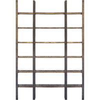 Mercana Taunton I 80L x 10.5W x 90H Brown Wood and Black Iron Six Shelving Unit