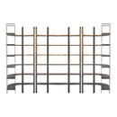 Mercana Taunton I 80L x 10.5W x 90H Brown Wood and Black Iron Six Shelving Unit