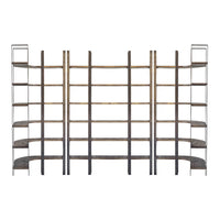 Mercana Taunton I 80L x 10.5W x 90H Brown Wood and Black Iron Six Shelving Unit