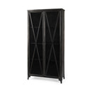 Mercana Poppy II 73.8" H Black Metal With Glass Door Display Cabinet