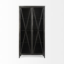 Mercana Poppy II 73.8" H Black Metal With Glass Door Display Cabinet