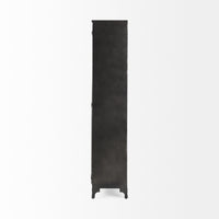 Mercana Poppy II 73.8" H Black Metal With Glass Door Display Cabinet