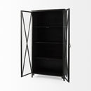 Mercana Poppy II 73.8" H Black Metal With Glass Door Display Cabinet