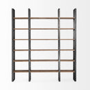 Mercana Taunton II 80L x 10.5W x 90H Dark Brown Wood And Black Iron Six Shelving Unit