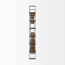 Mercana Taunton II 80L x 10.5W x 90H Dark Brown Wood And Black Iron Six Shelving Unit