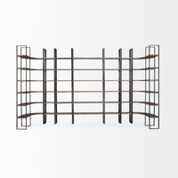 Mercana Taunton II 80L x 10.5W x 90H Dark Brown Wood And Black Iron Six Shelving Unit