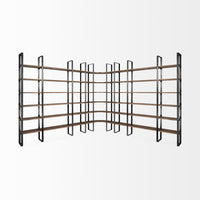 Mercana Taunton II 80L x 10.5W x 90H Dark Brown Wood And Black Iron Six Shelving Unit