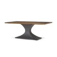 Mercana Maxton II 79x39 Rectangular Brown Solid Wood Top Dark Gunmetal Base Dining Table