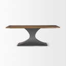 Mercana Maxton II 79x39 Rectangular Brown Solid Wood Top Dark Gunmetal Base Dining Table