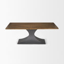 Mercana Maxton II 79x39 Rectangular Brown Solid Wood Top Dark Gunmetal Base Dining Table