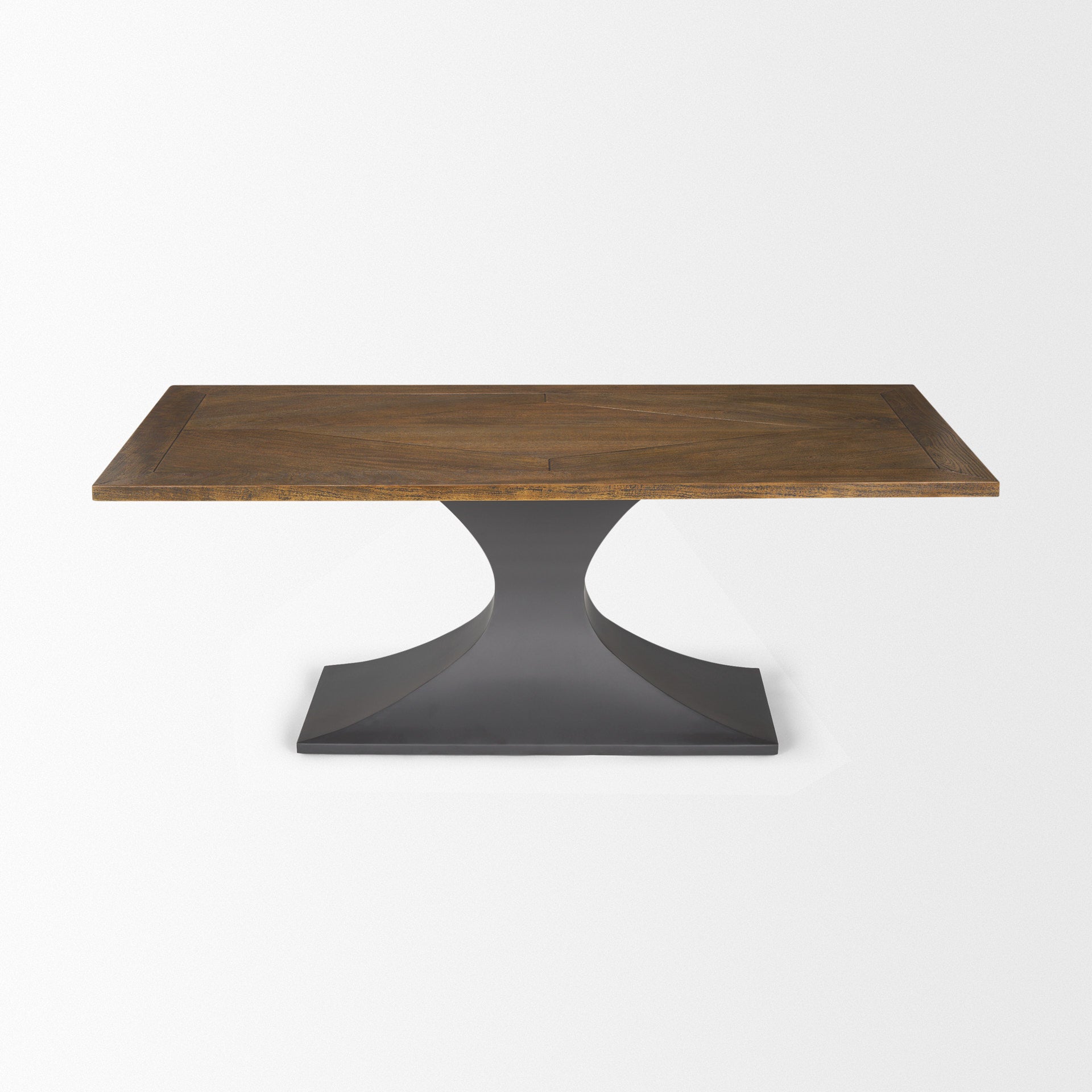 Mercana Maxton II 79x39 Rectangular Brown Solid Wood Top Dark Gunmetal Base Dining Table