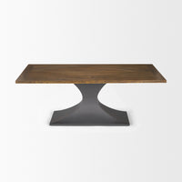 Mercana Maxton II 79x39 Rectangular Brown Solid Wood Top Dark Gunmetal Base Dining Table