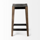 Mercana Nell 26" Seat Height Black Metal Seat & Foot Rest With Brown Wood Legs Stool