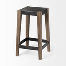 Mercana Nell 26" Seat Height Black Metal Seat & Foot Rest With Brown Wood Legs Stool