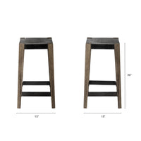 Mercana Nell 26" Seat Height Black Metal Seat & Foot Rest With Brown Wood Legs Stool