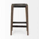 Mercana Nell 30" Seat Height Black Metal Seat and Foot Rest With Brown Wood Legs Stool