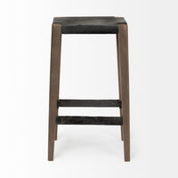 Mercana Nell 30" Seat Height Black Metal Seat and Foot Rest With Brown Wood Legs Stool