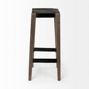 Mercana Nell 30" Seat Height Black Metal Seat and Foot Rest With Brown Wood Legs Stool