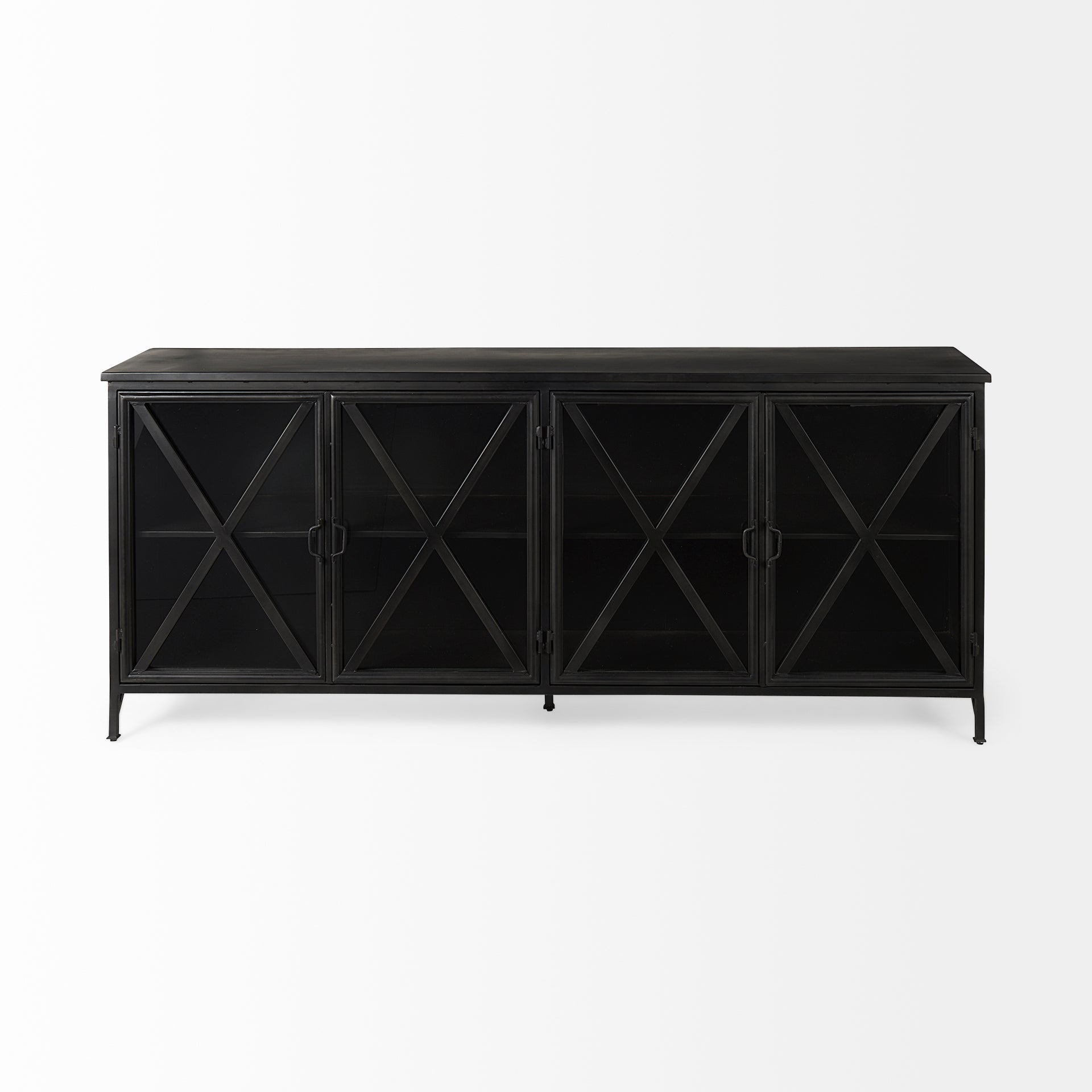 Mercana Poppy I 79x16 Black Metal With Glass Door Sideboard