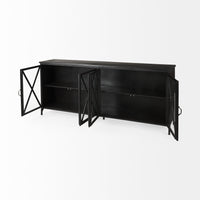 Mercana Poppy I 79x16 Black Metal With Glass Door Sideboard
