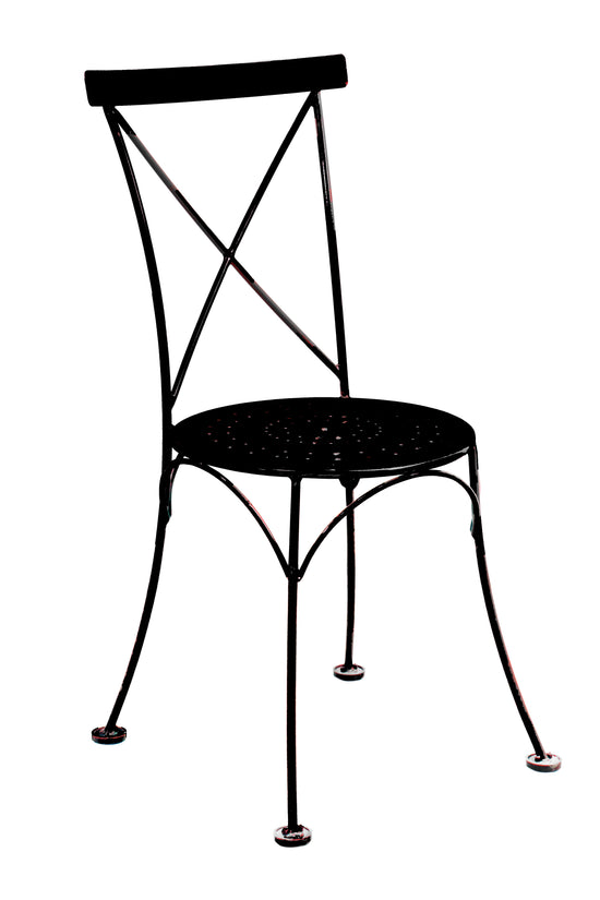 Furniture Designhouse Ice Cream Parlor Stackable Chair with Powder Coated Steel Frame and Perforated Seat - Set of Two