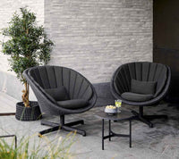 Cane-Line Peacock lounge Chair with Swivel Aluminium Base in Dark Grey