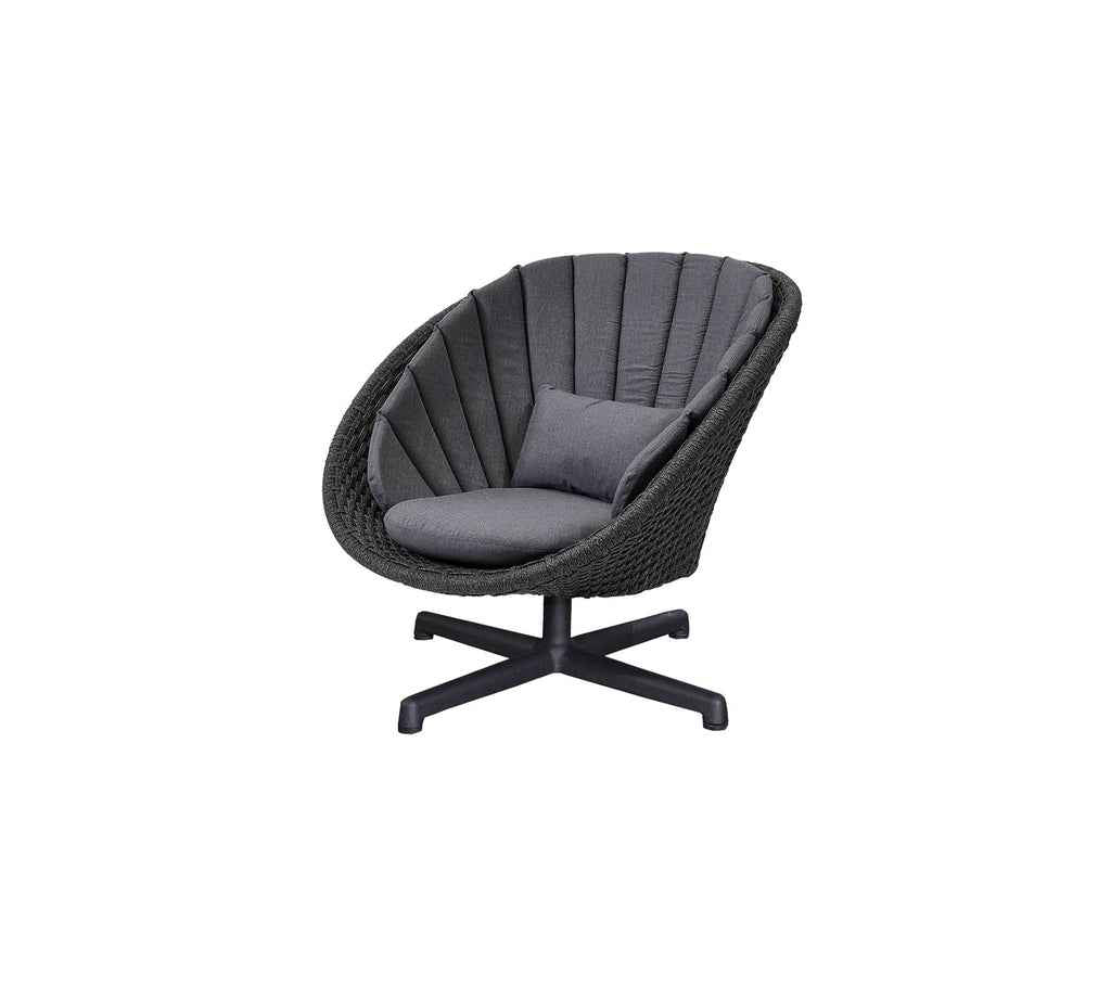 Cane-Line Peacock lounge Chair with Swivel Aluminium Base in Dark Grey