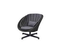 Cane-Line Peacock lounge Chair with Swivel Aluminium Base in Dark Grey