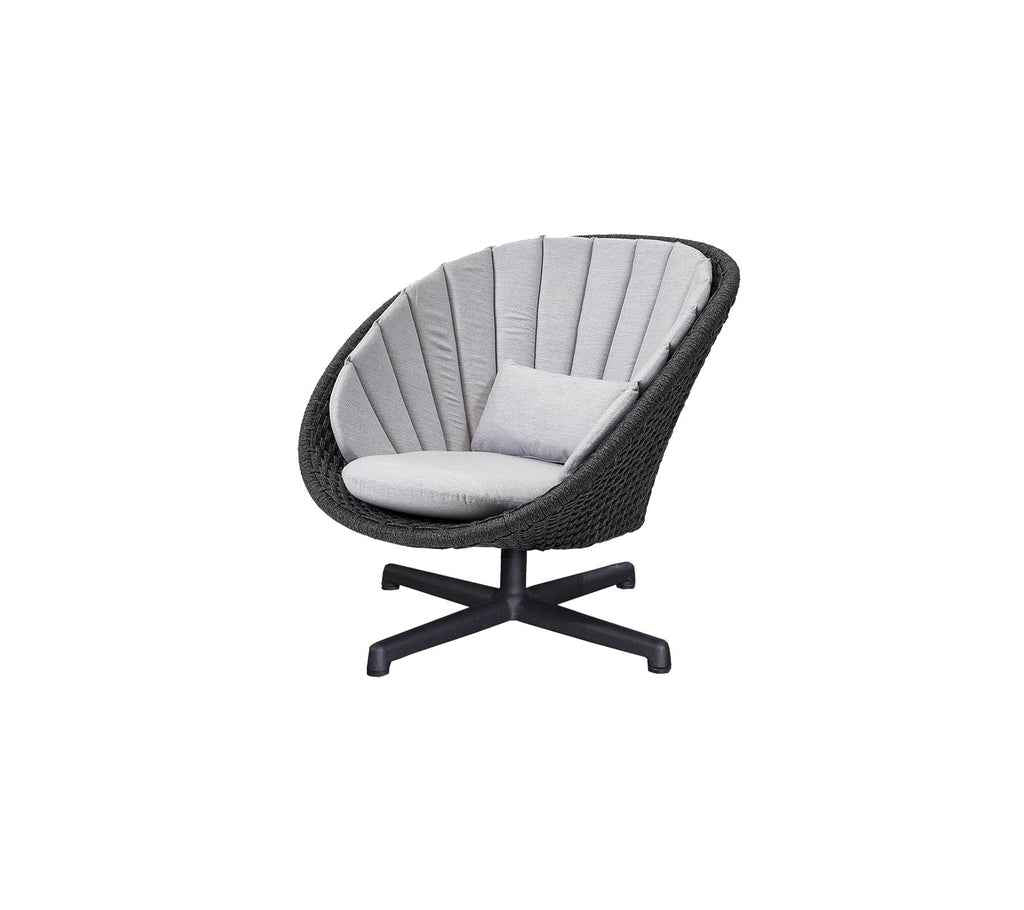 Cane-Line Peacock lounge Chair with Swivel Aluminium Base in Dark Grey