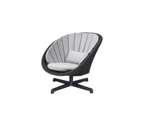 Cane-Line Peacock lounge Chair with Swivel Aluminium Base in Dark Grey