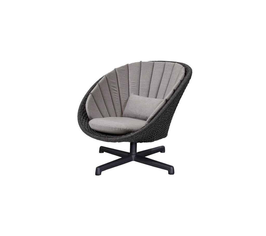 Cane-Line Peacock lounge Chair with Swivel Aluminium Base in Dark Grey