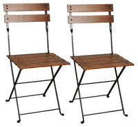 Furniture Designhouse Madeline Folding Chair - Stackable -European Chestnut Wood Clear Coated Slats - Set of Two