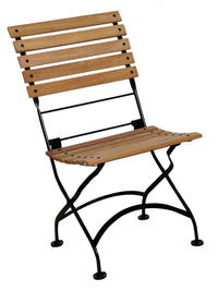 Furniture Designhouse Five Piece Dining Set with  32 x 48" Steel Top Table and Four  Natural African Teak Slat Side Chairs