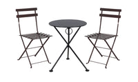 Furniture Designhouse Three Piece Bistro Dining Set with 24" Round Powder Coated Steel Top and Two Paris Side Chairs