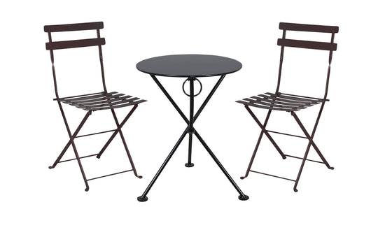 Furniture Designhouse Three Piece Bistro Dining Set with 24" Round Powder Coated Steel Top and Two Paris Side Chairs