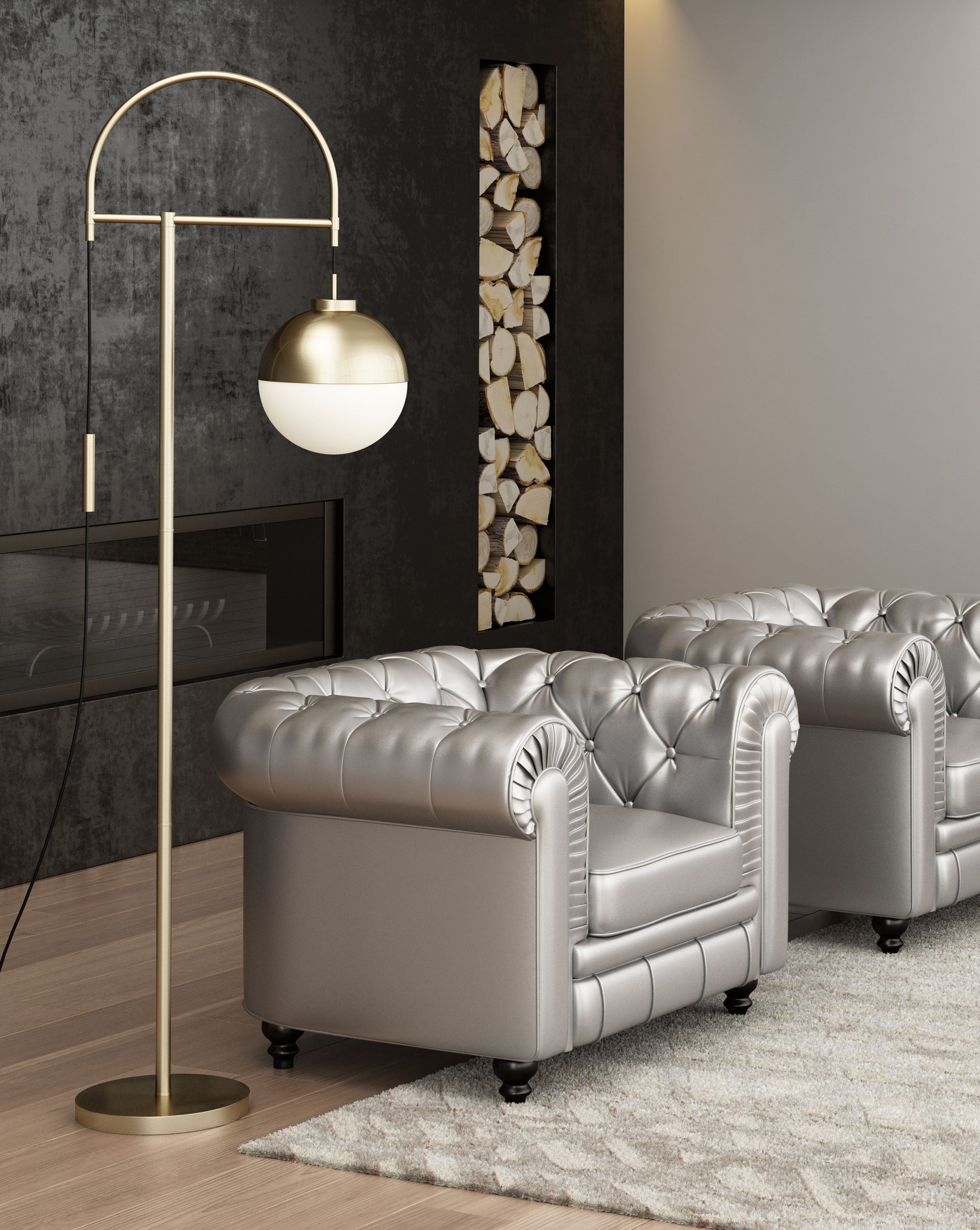 Zuo Modern Waterloo Floor Lamp White And Bronze