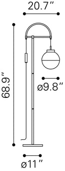 Zuo Modern Waterloo Floor Lamp White And Bronze