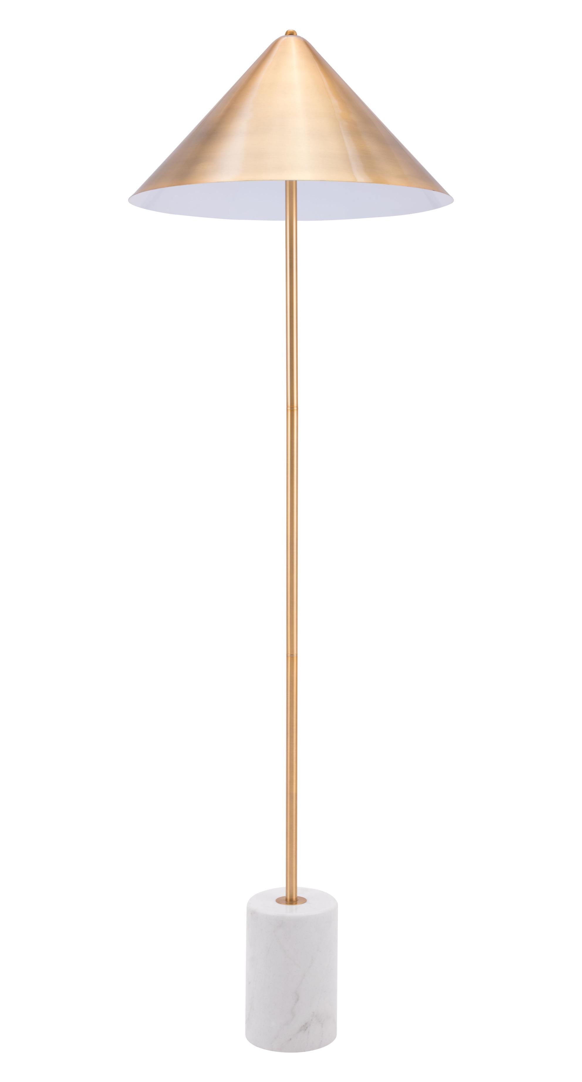 Zuo Modern Bianca Floor Lamp Brass And White