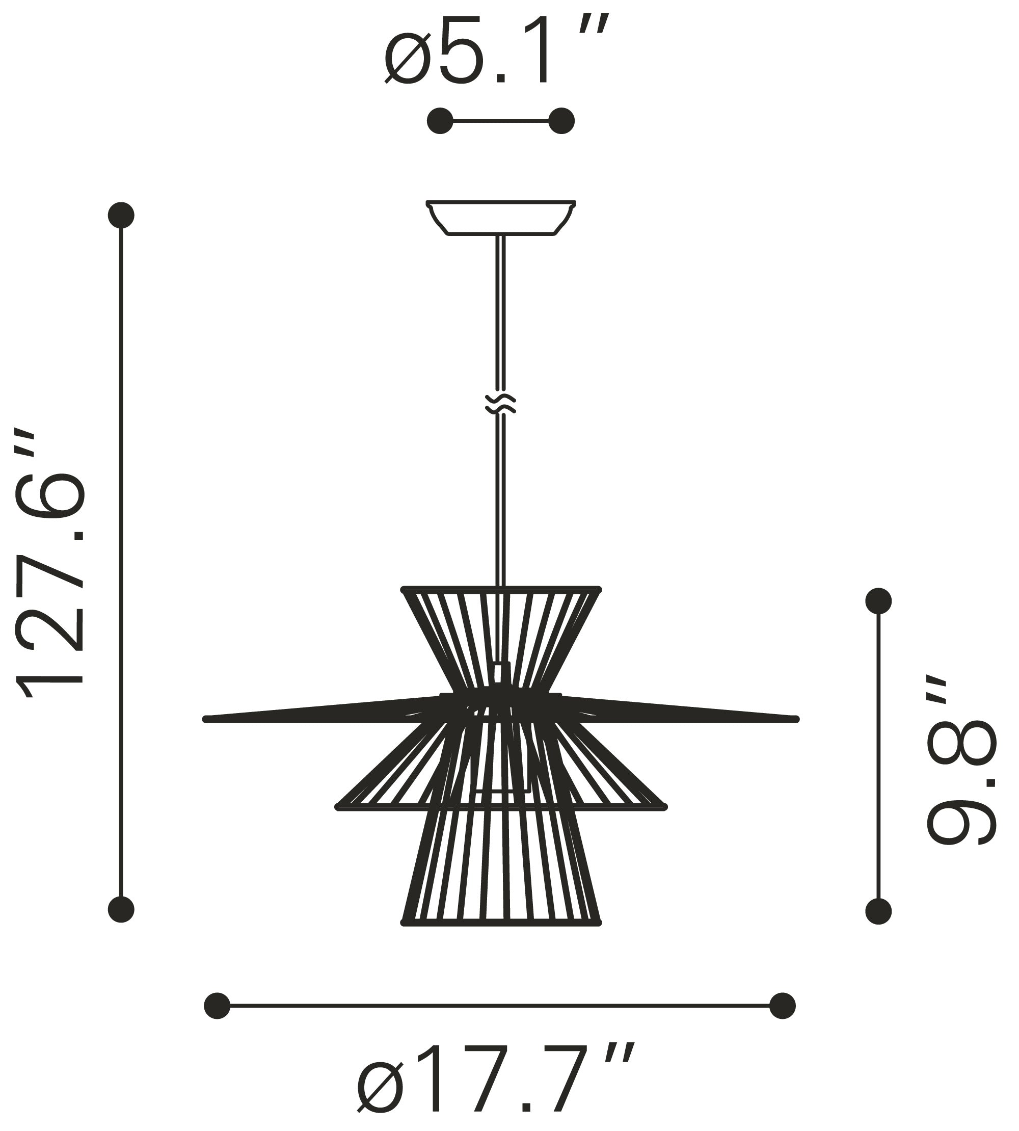 Zuo Modern Azzi Ceiling Lamp Gold