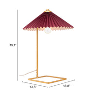 Zuo Modern Charo Table Lamp Red And Gold