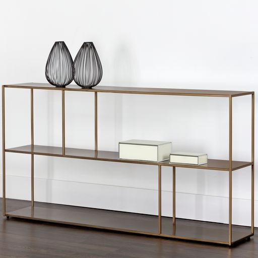 Sunpan Eiffel Low Bookcase Antique Brass in Small / Medium / Large