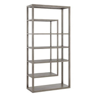 Sunpan Kenzie Bookcase in Grey / Rustic Oak