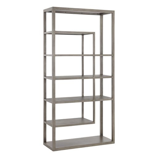 Sunpan Kenzie Bookcase in Grey / Rustic Oak